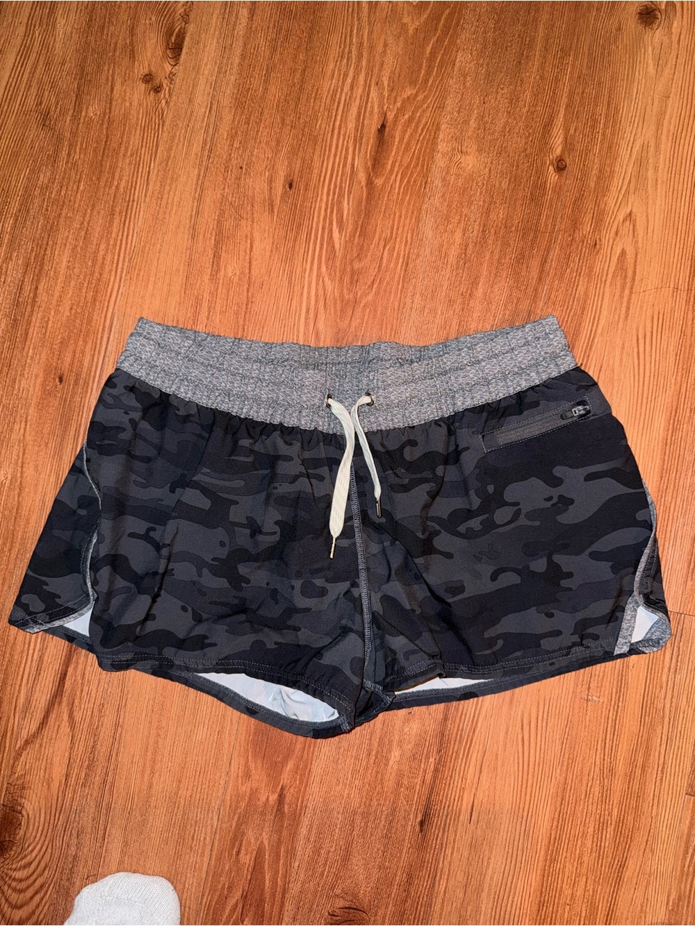 Women’s Charcoal Camo Active Shorts with Drawstring Waist